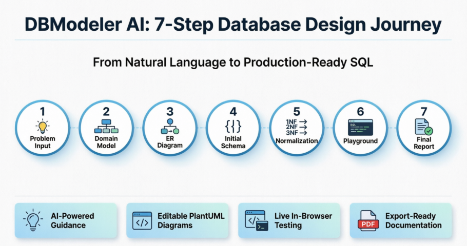 Ulasan Langsung tentang Perjalanan Desain Basis Data 7 Langkah DBModeler AI
