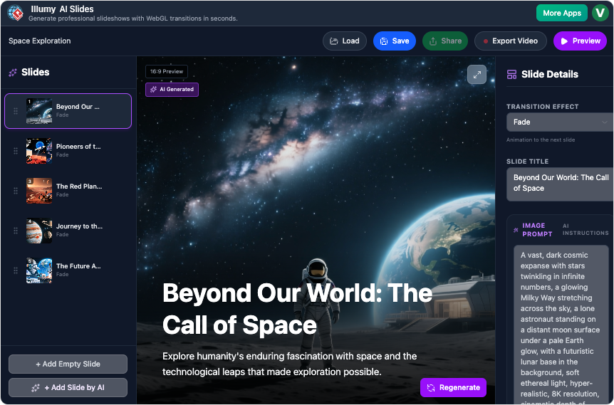 🚀 Cách mạng hóa các bài thuyết trình của bạn với Máy tạo slideshow AI Illumy từ Visual Paradigm!