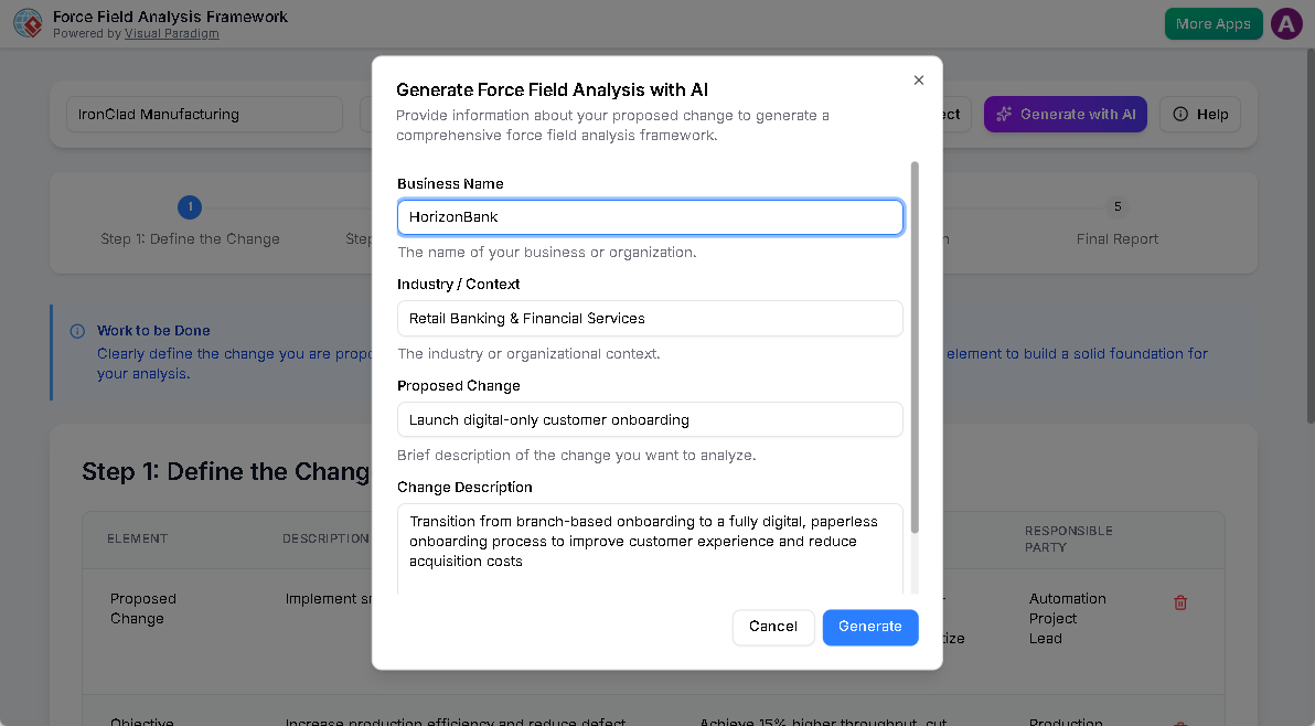 Accelerating Digital Transformation: A Force Field Analysis for HorizonBank